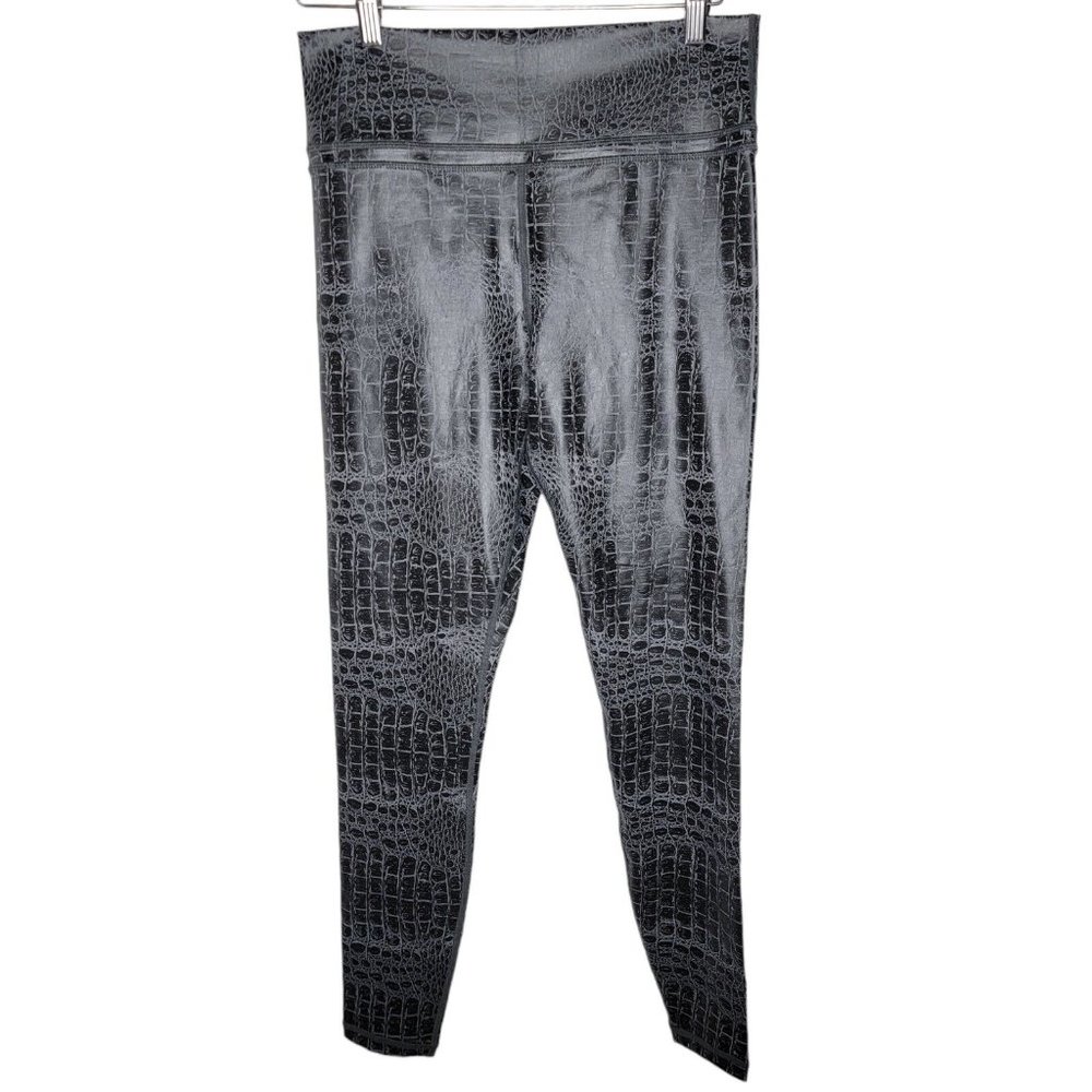 Zyia‎ Active 12 Black Croc Pattern Faux Leather Full Length Women's Leggings